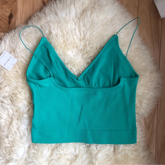 Free People ribbed v neck brami green - Picture 7 of 9